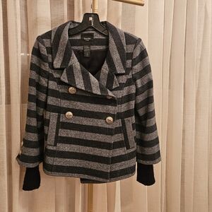 SMYTHE Striped Black and Gray Women's Jacket